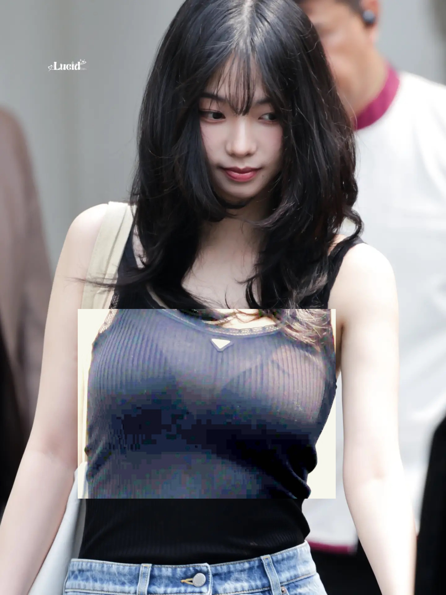 에스파 카리나 시스루 밝기 조절 블랙 브라 가슴골 2