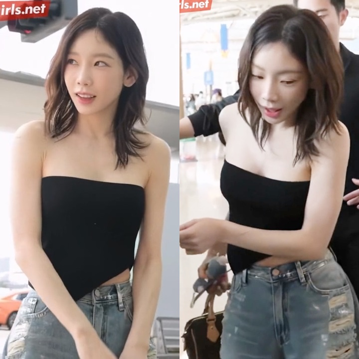 태연 시원하게 어깨를 드러낸 공항패션 9